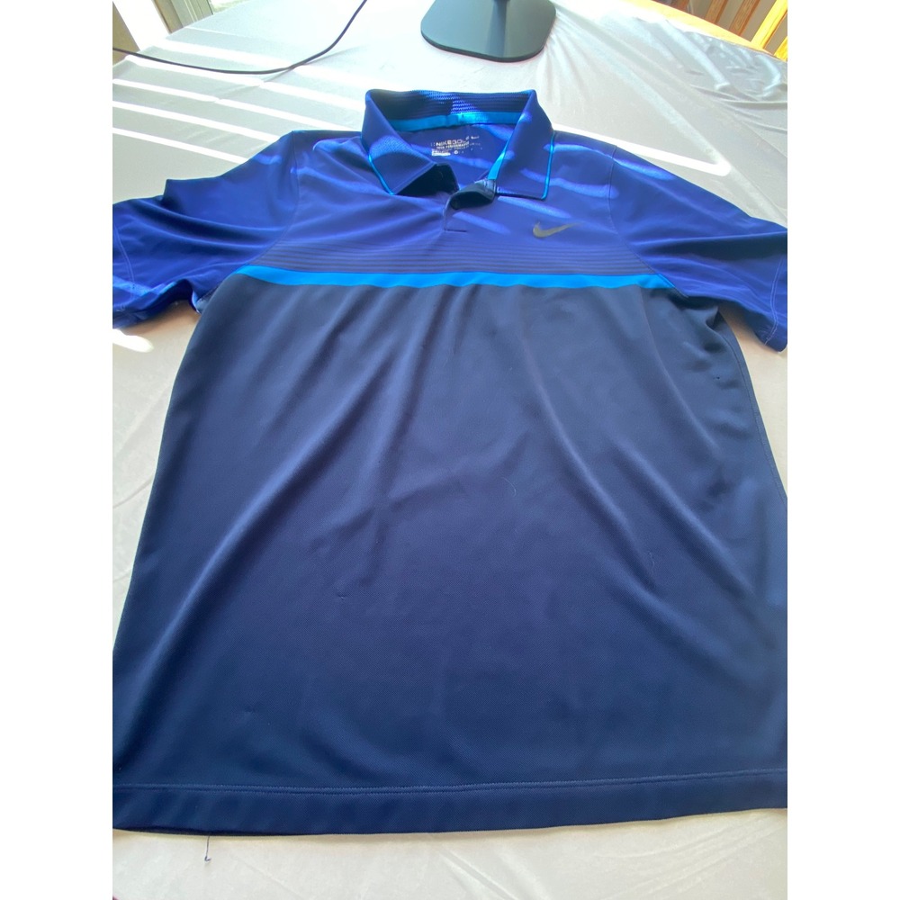 Nike Golf Tour Performance Dri-FIT Polo Shirt Blue Striped Mens M 685725-410